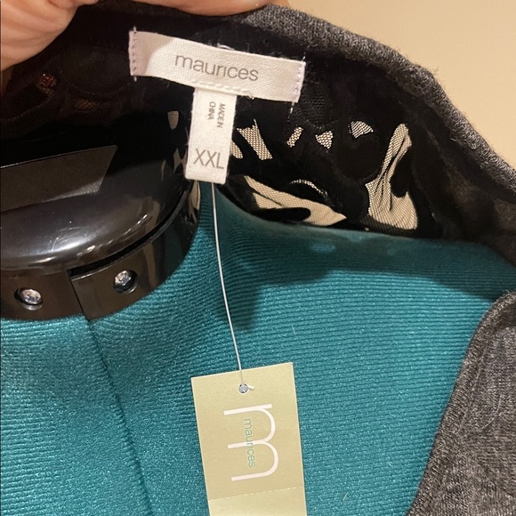 Maurices Dark Gray Long Sleeve Top with Black Velvet Embroidery XXL - Picture 2 of 9